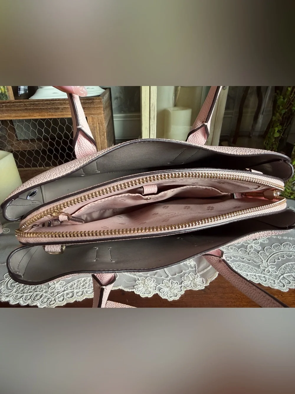 kate spade Light Pink Pebbled Leather Satchel purse handbag